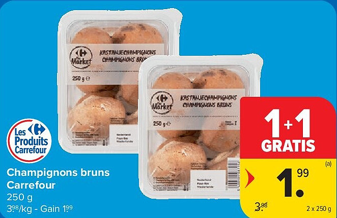 Champignons bruns Carrefour 2 x 250 g