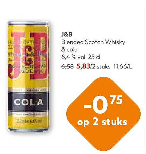 J&B Blended Scotch Whisky & cola 6,4 % vol 25 cl