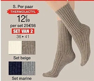 Set van 2 paar sokken in viscose en Thermolactyl