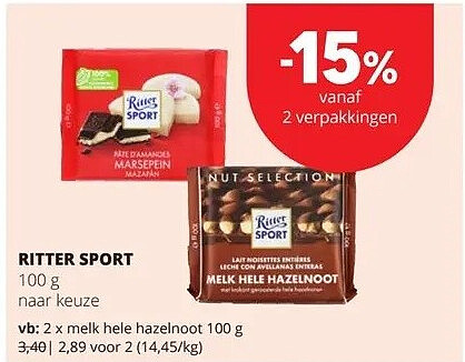 RITTER SPORT melk hele hazelnoot 100 g