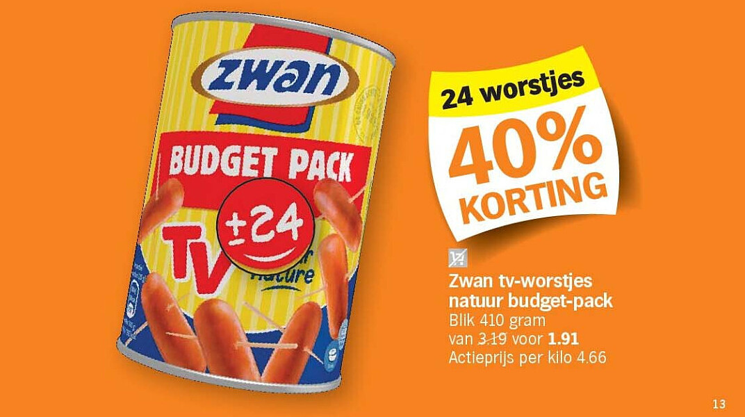 Zwan tv-worstjes natuur budget-pack