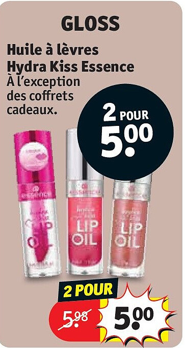 Huile à lèvres Hydra Kiss Essence 2 POUR