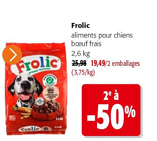 Frolic aliments pour chiens bœuf frais 2,6 kg