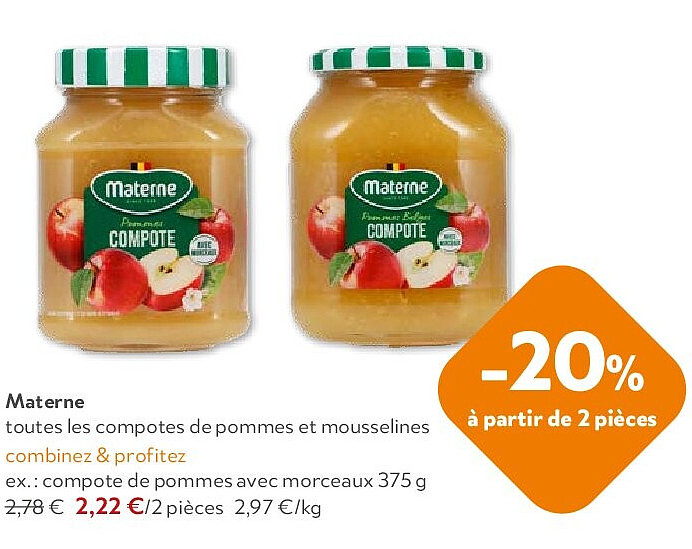 Materne compote de pommes avec morceaux 375 g