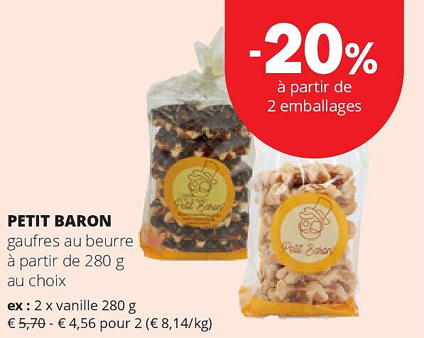 PETIT BARON gaufres au beurre à partir de 280 g