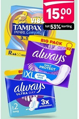 Always grootverpakkingen en Tampax