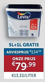 LEVIS MUUR & PLAFOND PRIMER 5L+1L GRATIS