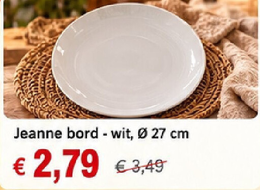 Jeanne bord - wit, Ø 27 cm