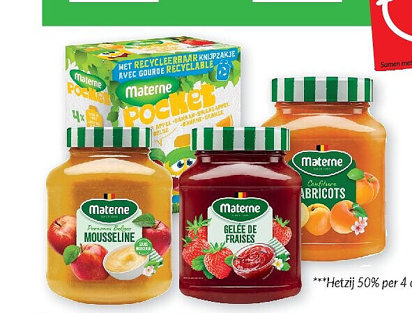 Materne compote, knijpzakjes, confituur of gelei 450g