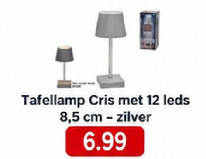 Tafellamp Cris met 12 leds 8,5 cm - zilver