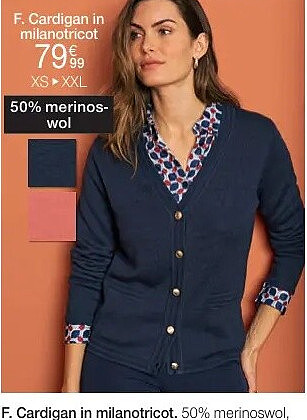 F. Cardigan in milanotricot