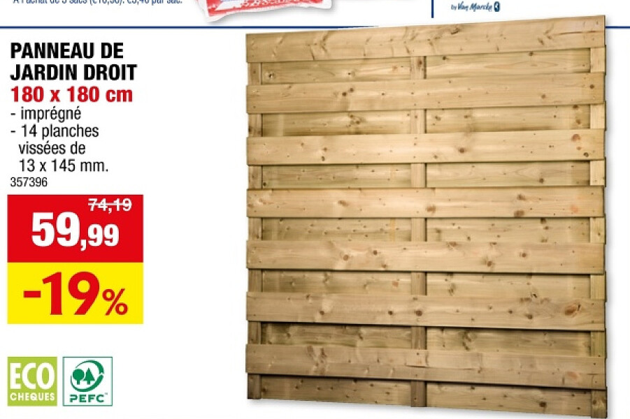 PANNEAU DE JARDIN DROIT 180 x 180 cm