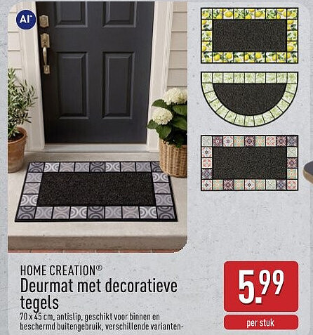 Deurmat met decoratieve tegels