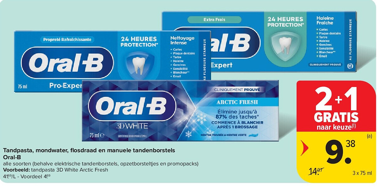 Tandpasta, mondwater, fl osdraad en manuele tandenborstels Oral-B