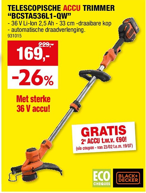 TELESCOPISCHE ACCU TRIMMER “BCSTA536L1-QW”