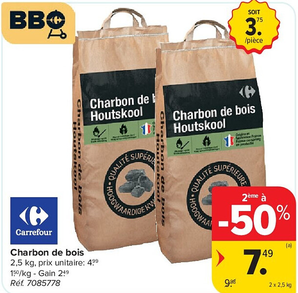 Charbon de bois 2 x 2,5 kg