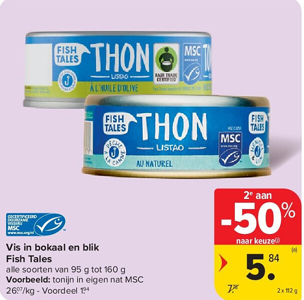 Vis in bokaal en blik Fish Tales