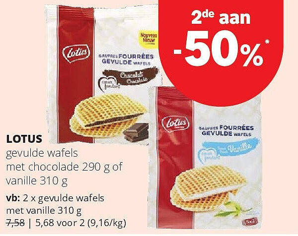 LOTUS gevulde wafels met chocolade 290 g