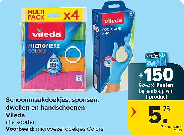 Schoonmaakdoekjes, sponsen, dweilen en handschoenen Vileda