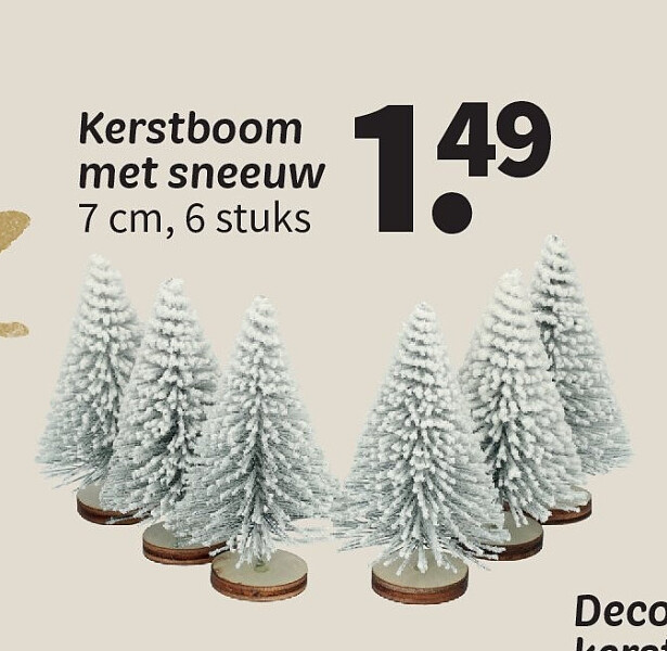 Kerstboom met sneeuw 7 cm, 6 stuks