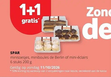 SPAR minisoesjes, miniboules de Berlin of mini-éclairs 6 stuks 200 g