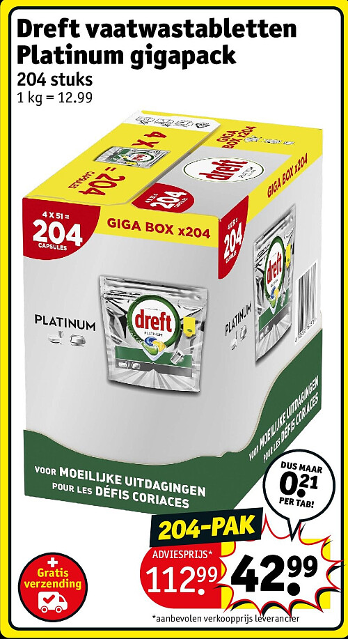 Dreft vaatwastabletten Platinum gigapack
