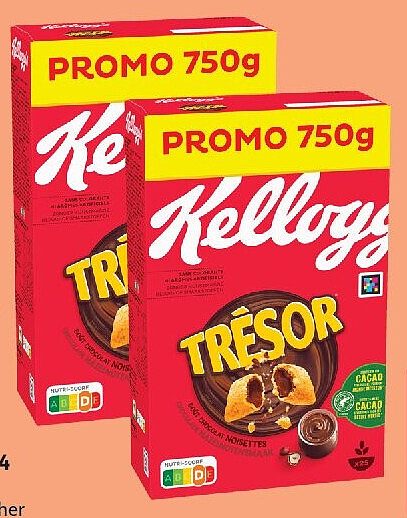 Céréales chocolat noisette Trésor Kellogg's 750 g