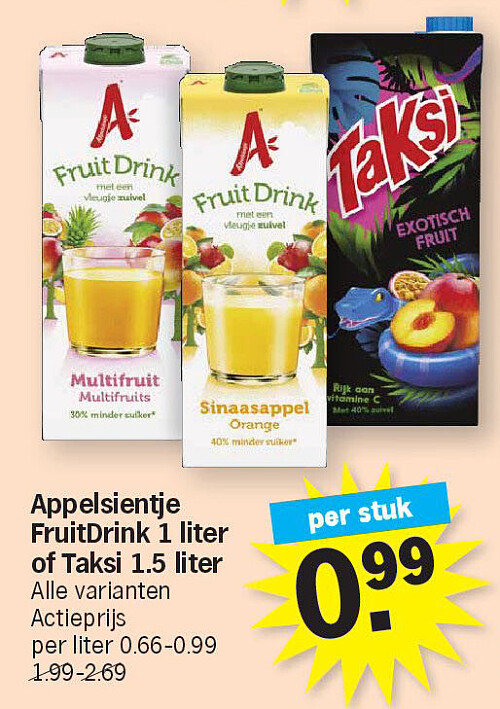 Appelsientje FruitDrink 1 liter of Taksi 1.5 liter
