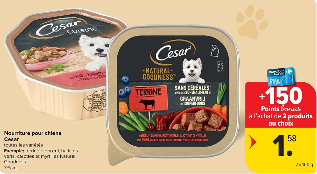 Nourriture pour chiens Cesar 2 x 100 g