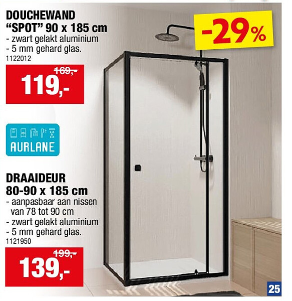 DOUCHEWAND “SPOT” 90 x 185 cm