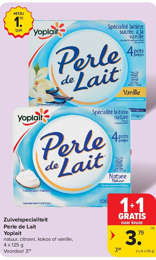 Zuivelspecialiteit Perle de Lait Yoplait