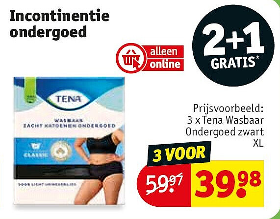 3 x Tena Wasbaar Ondergoed zwart