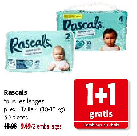 Rascals Taille 4 (10-15 kg) 30 pièces