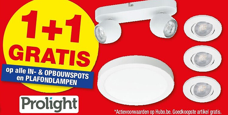 op alle IN- & OPBOUWSPOTS en PLAFONDLAMPEN