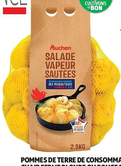Pommes de terre de consommation à chair ferme blonde ou rouge, filière Auchan « Cultivons le bon »