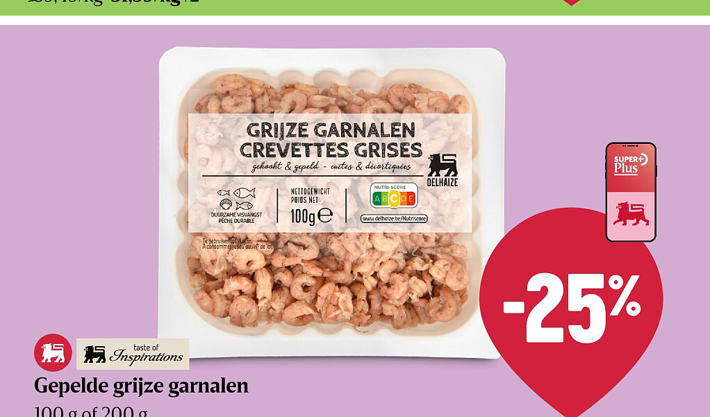 Gepelde grijze garnalen