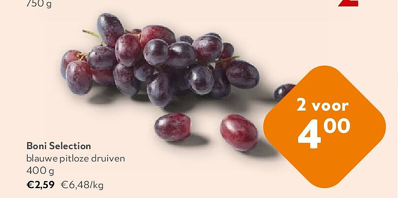 Boni Selection blauwe pitloze druiven 400 g