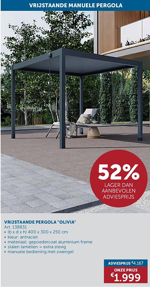 VRIJSTAANDE PERGOLA "OLIVIA"