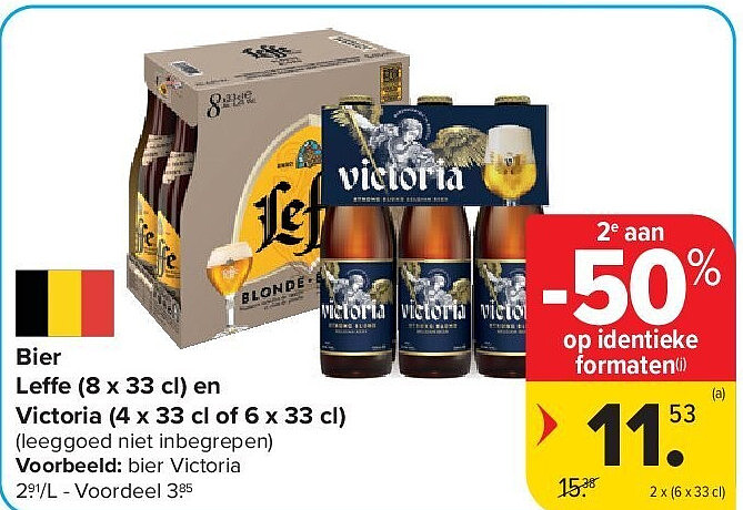 Bier Leffe (8 x 33 cl) en Victoria (4 x 33 cl of 6 x 33 cl)