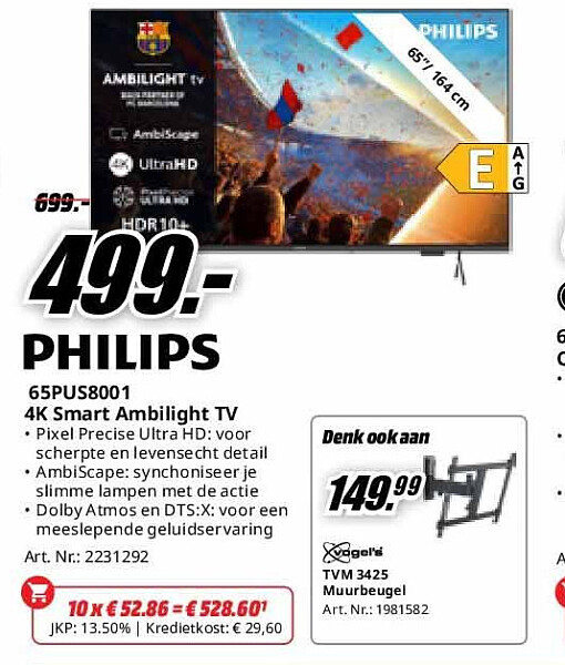 Philips 65PUS8001 4K Smart Ambilight TV