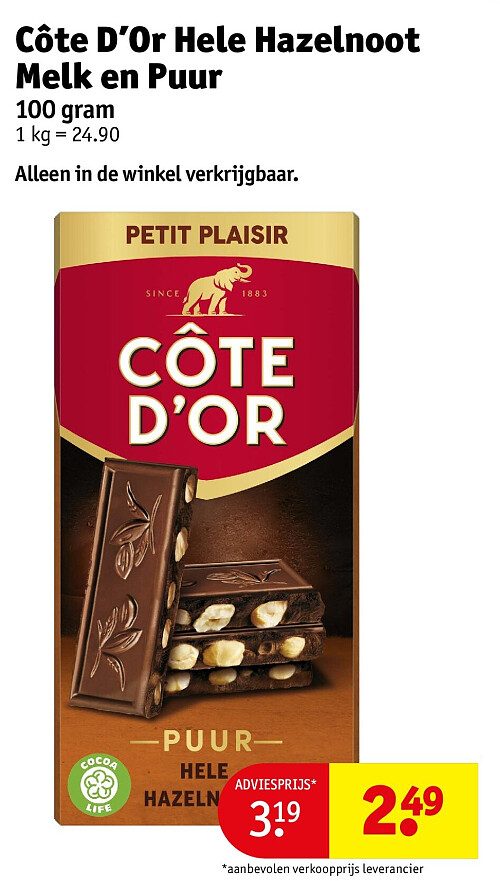 Côte D’Or Hele Hazelnoot Melk en Puur