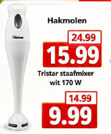 Tristar staafmixer wit 170 W