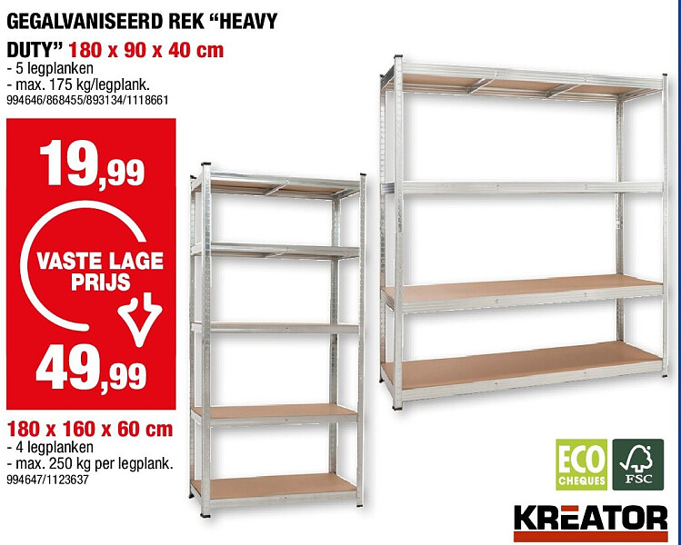 GEGALVANISEERD REK “HEAVY DUTY” 180 x 90 x 40 cm