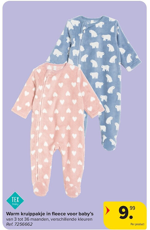 Warm kruippakje in fleece voor baby’s