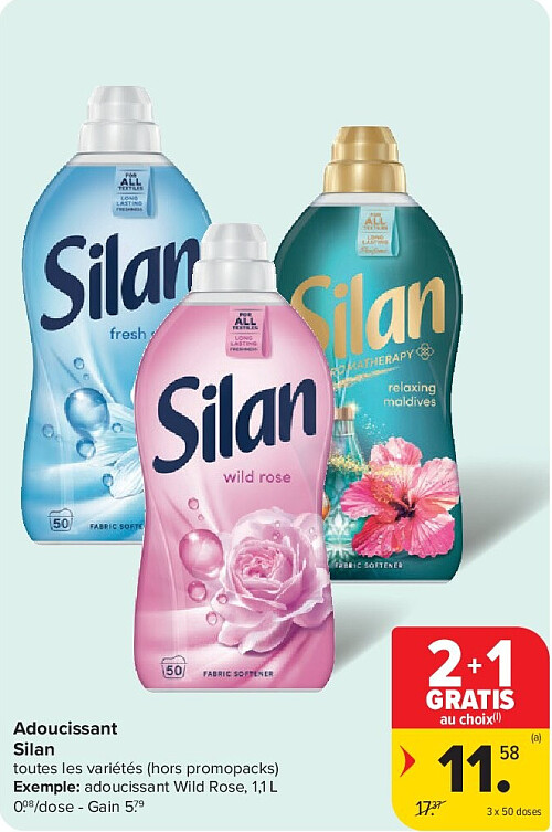 Adoucissant Silan 3 x 50 doses