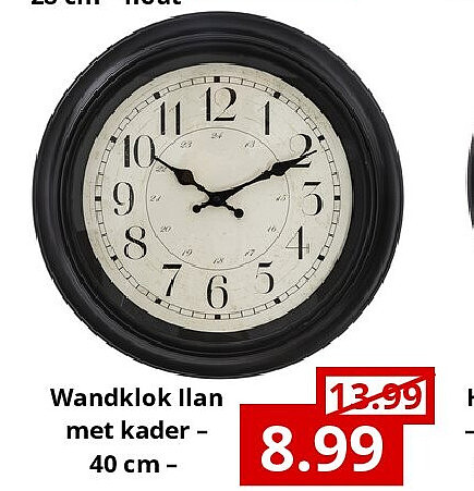 Wandklok Ilan met kader – 40 cm