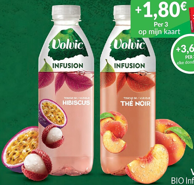 Volvic BIO Infusion perzik of hibiscus 75cl