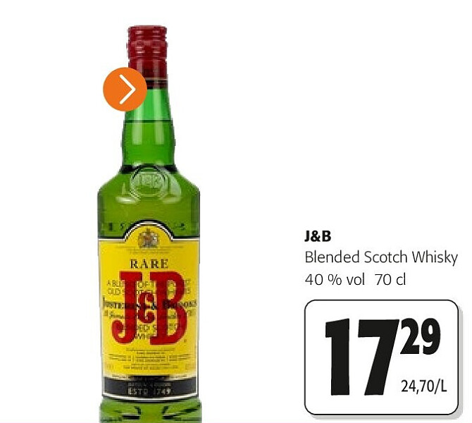 J&B Blended Scotch Whisky 40 % vol 70 c