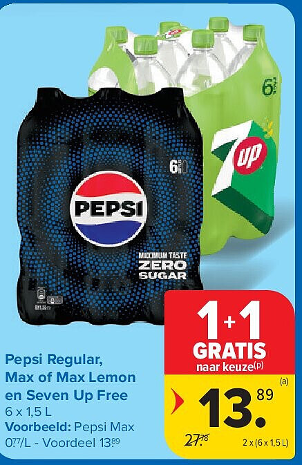 Pepsi Regular, Max of Max Lemon en Seven Up Free