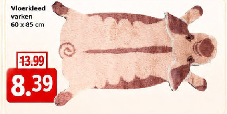 Vloerkleed varken 60 x 85 cm
